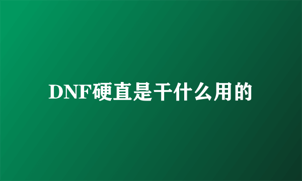 DNF硬直是干什么用的