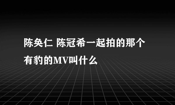 陈奂仁 陈冠希一起拍的那个有豹的MV叫什么