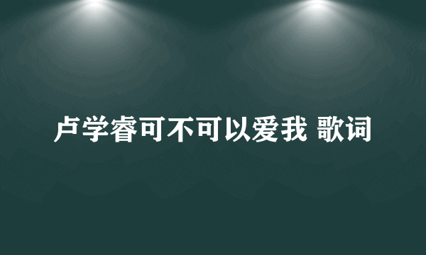 卢学睿可不可以爱我 歌词