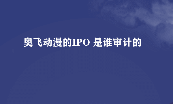 奥飞动漫的IPO 是谁审计的