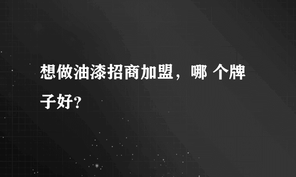 想做油漆招商加盟，哪 个牌子好？