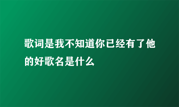 歌词是我不知道你已经有了他的好歌名是什么