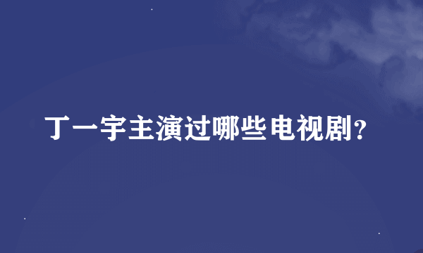 丁一宇主演过哪些电视剧？