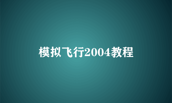 模拟飞行2004教程