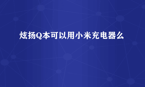 炫扬Q本可以用小米充电器么