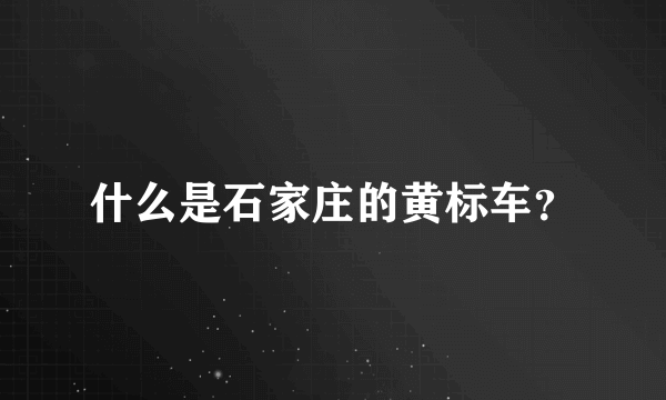 什么是石家庄的黄标车？