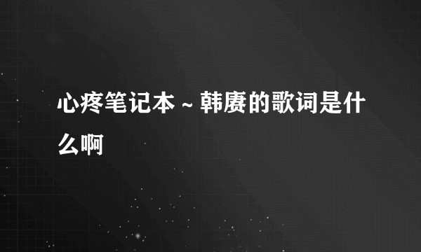 心疼笔记本～韩赓的歌词是什么啊