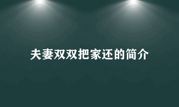 夫妻双双把家还的简介