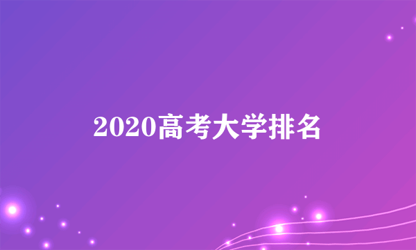 2020高考大学排名