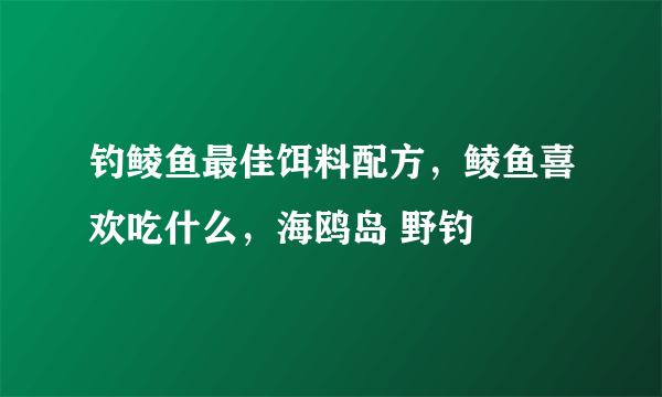 钓鲮鱼最佳饵料配方，鲮鱼喜欢吃什么，海鸥岛 野钓