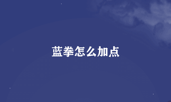 蓝拳怎么加点