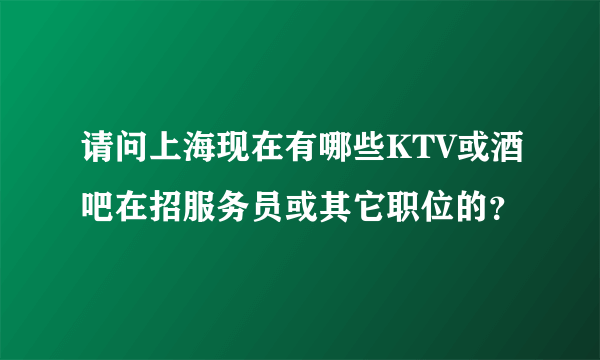 请问上海现在有哪些KTV或酒吧在招服务员或其它职位的？