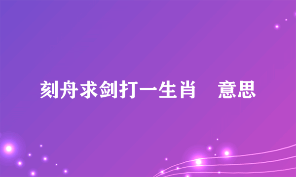 刻舟求剑打一生肖 意思