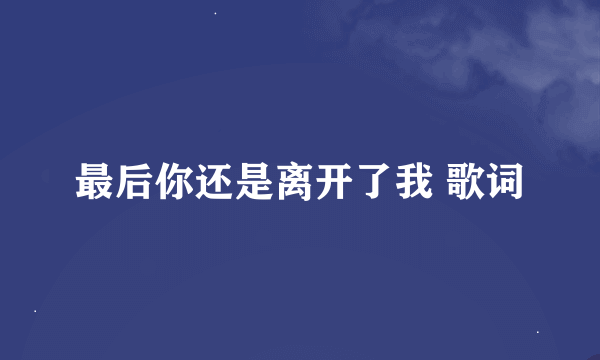 最后你还是离开了我 歌词