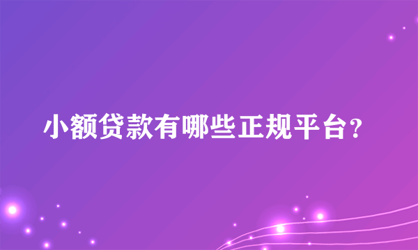 小额贷款有哪些正规平台？