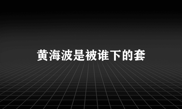 黄海波是被谁下的套