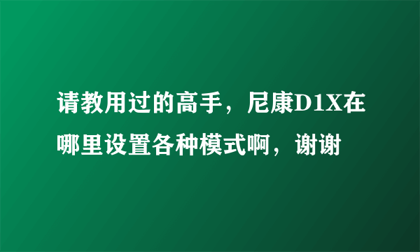 请教用过的高手，尼康D1X在哪里设置各种模式啊，谢谢