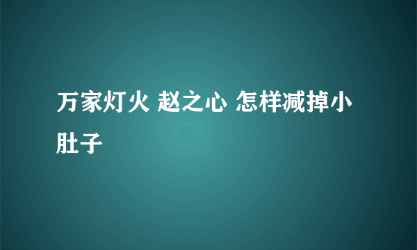 万家灯火 赵之心 怎样减掉小肚子