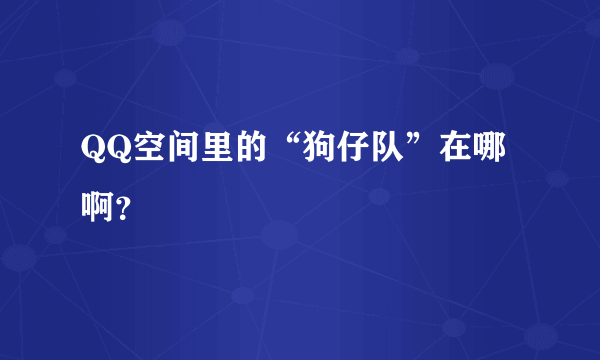 QQ空间里的“狗仔队”在哪啊？