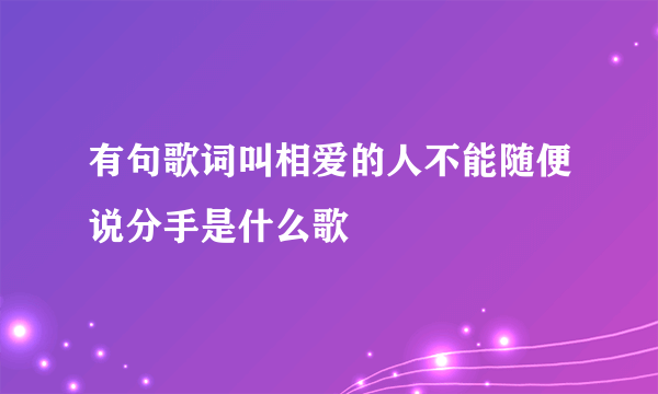 有句歌词叫相爱的人不能随便说分手是什么歌