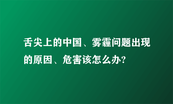 舌尖上的中国、雾霾问题出现的原因、危害该怎么办?