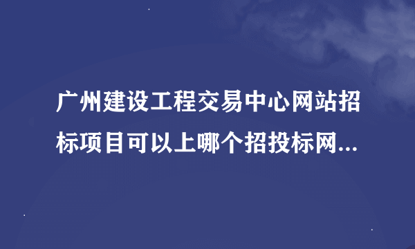 广州建设工程交易中心网站招标项目可以上哪个招投标网站进行查看？