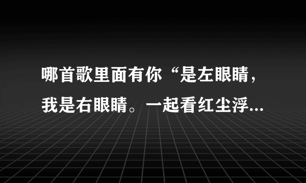 哪首歌里面有你“是左眼睛，我是右眼睛。一起看红尘浮光掠影”歌词