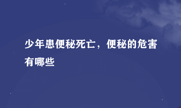 少年患便秘死亡，便秘的危害有哪些