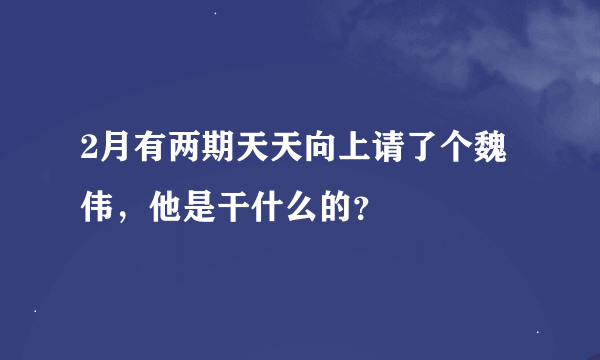 2月有两期天天向上请了个魏伟，他是干什么的？