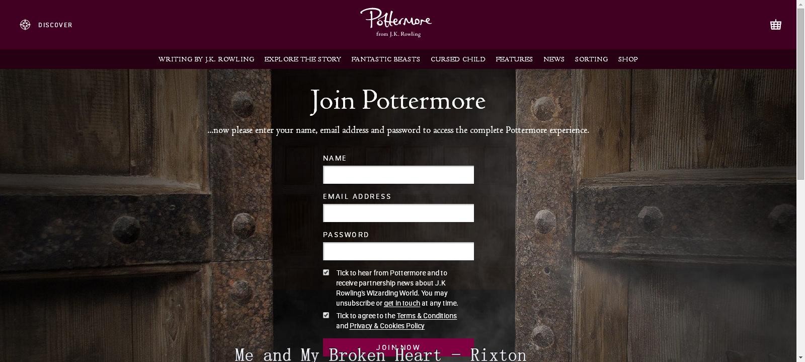 新版pottermore 攻略，好叭，就先说说咋样注册的，最好附上注册前的页面，和注册完的页面