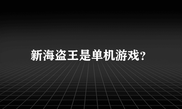 新海盗王是单机游戏？