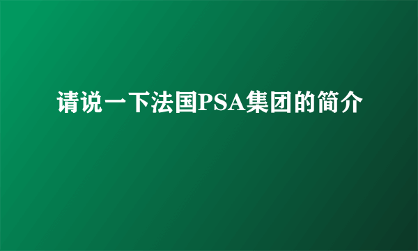 请说一下法国PSA集团的简介