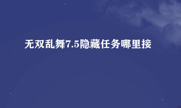 无双乱舞7.5隐藏任务哪里接