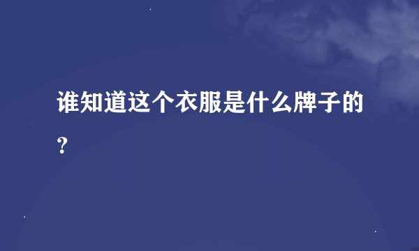 谁知道这个衣服是什么牌子的？