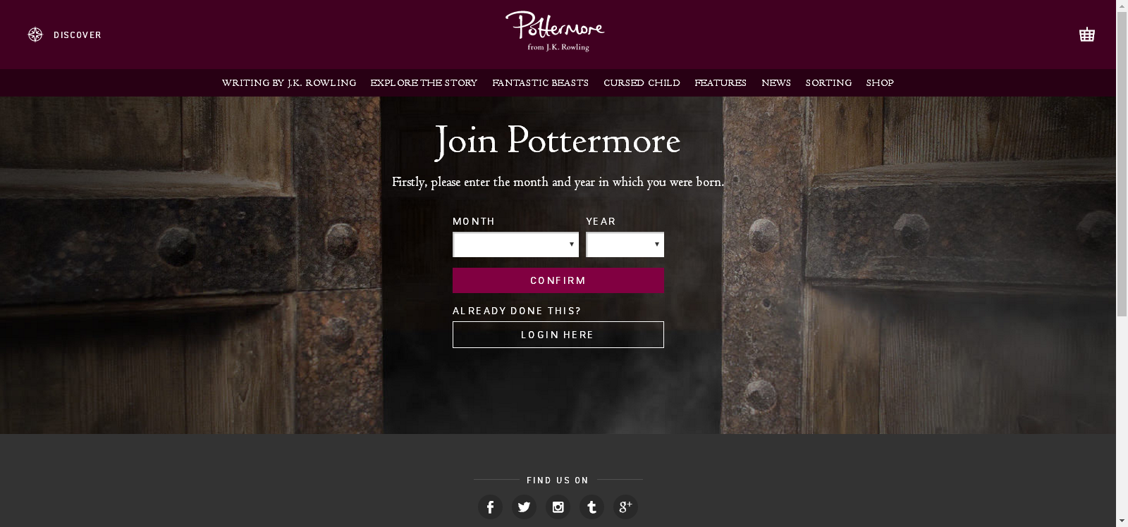 新版pottermore 攻略，好叭，就先说说咋样注册的，最好附上注册前的页面，和注册完的页面