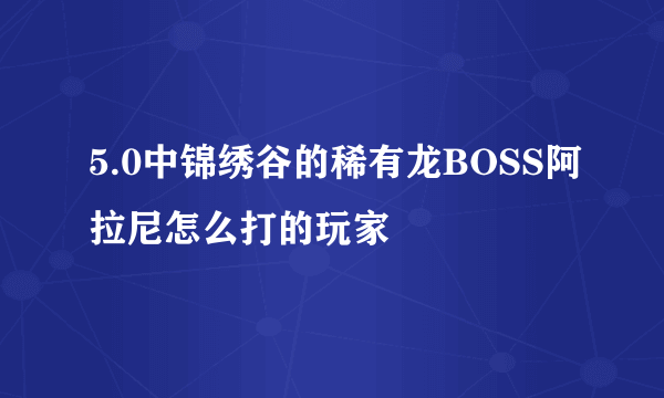 5.0中锦绣谷的稀有龙BOSS阿拉尼怎么打的玩家