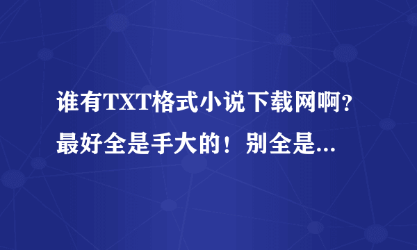 谁有TXT格式小说下载网啊？最好全是手大的！别全是图片！！