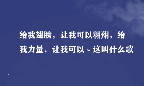 给我翅膀，让我可以翱翔，给我力量，让我可以～这叫什么歌