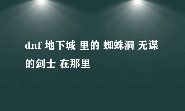 dnf 地下城 里的 蜘蛛洞 无谋的剑士 在那里