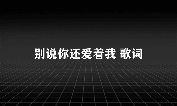 别说你还爱着我 歌词