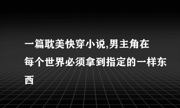 一篇耽美快穿小说,男主角在每个世界必须拿到指定的一样东西