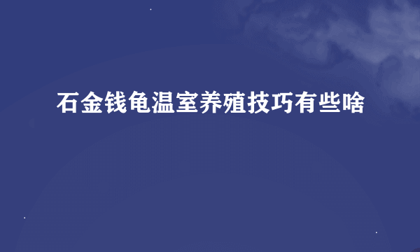 石金钱龟温室养殖技巧有些啥