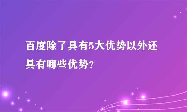 百度除了具有5大优势以外还具有哪些优势？