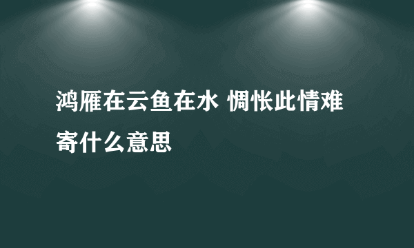 鸿雁在云鱼在水 惆怅此情难寄什么意思