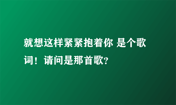 就想这样紧紧抱着你 是个歌词！请问是那首歌？