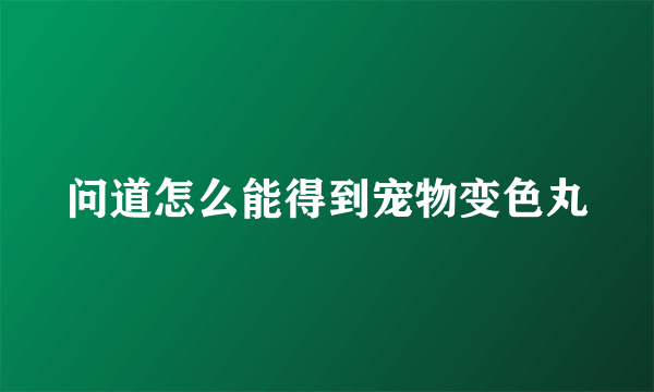 问道怎么能得到宠物变色丸