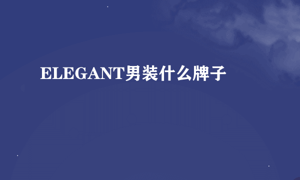 ELEGANT男装什么牌子