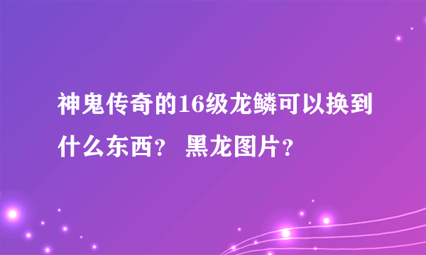 神鬼传奇的16级龙鳞可以换到什么东西？ 黑龙图片？