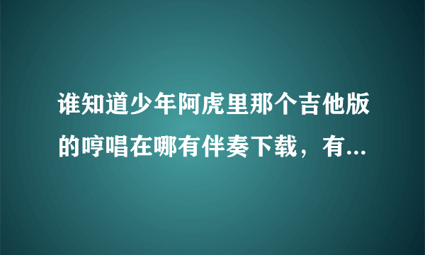 谁知道少年阿虎里那个吉他版的哼唱在哪有伴奏下载，有没有清晰的MP3