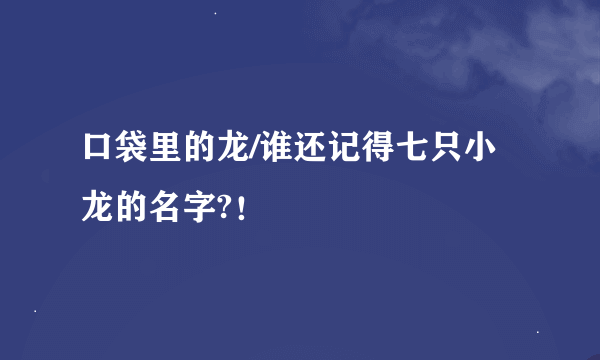 口袋里的龙/谁还记得七只小龙的名字?！